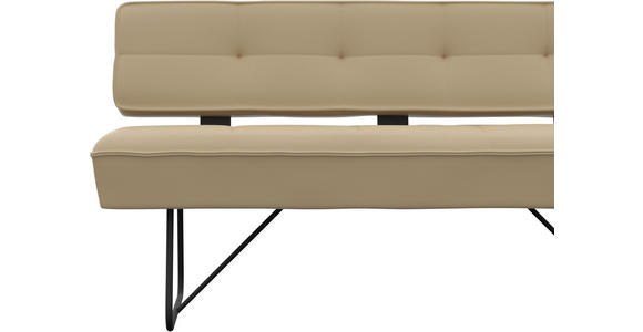 SITZBANK in Metall, Leder Beige  - Beige/Schwarz, Design, Leder/Metall (165/88/66cm) - Moderano