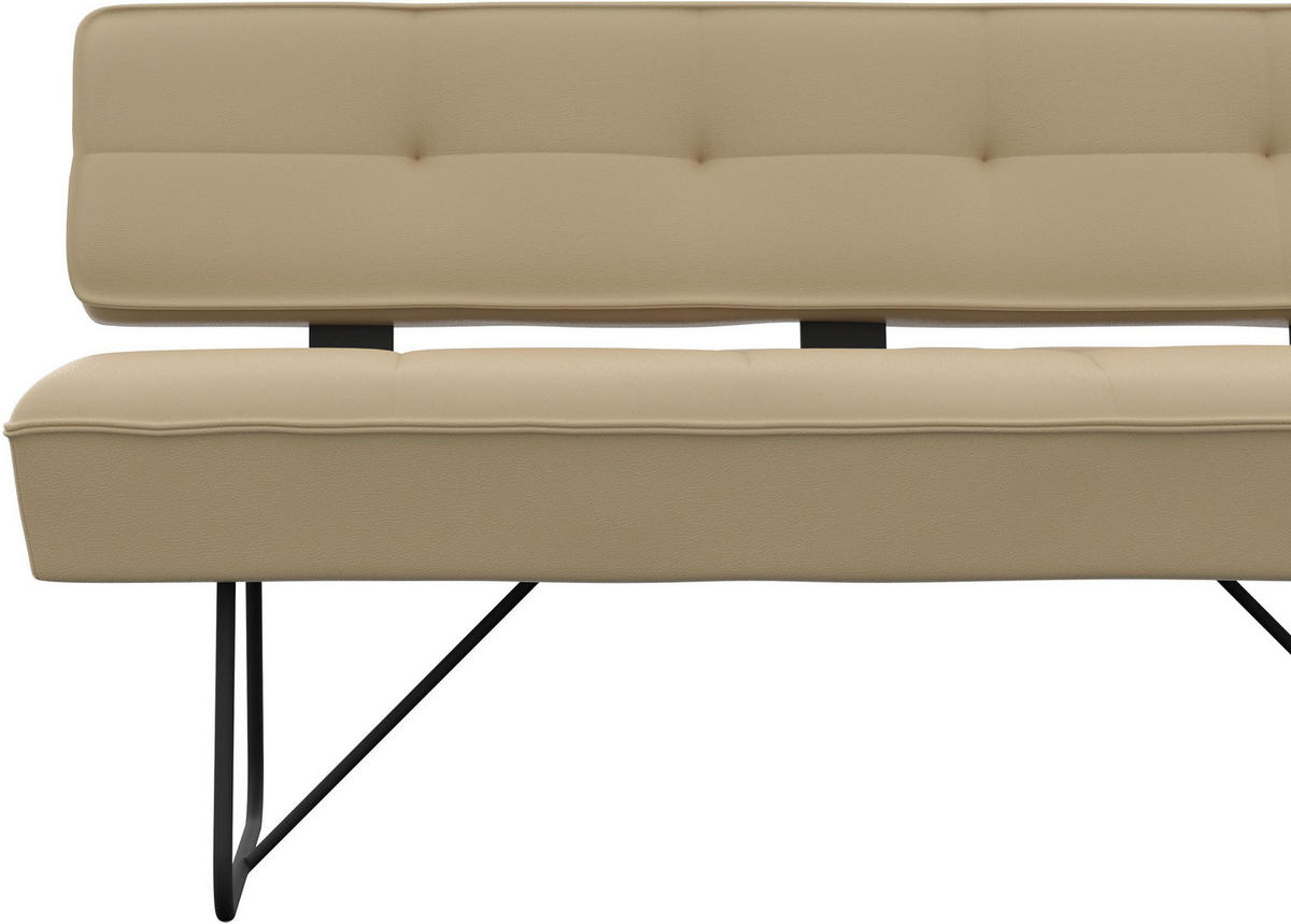 SITZBANK 165/88/66 cm Echtleder Beige  - Beige/Schwarz, Design, Leder/Metall (165/88/66cm) - Moderano