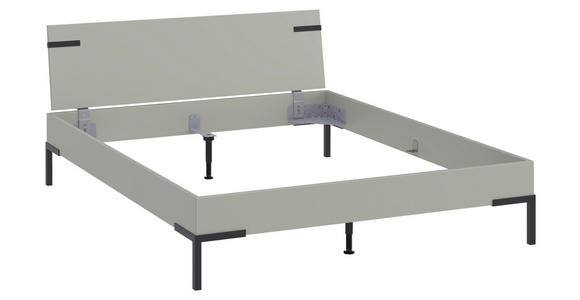 BETT 160/200 cm,  in Hellgrau  - Hellgrau/Schwarz, Design, Metall (160/200cm) - Xora