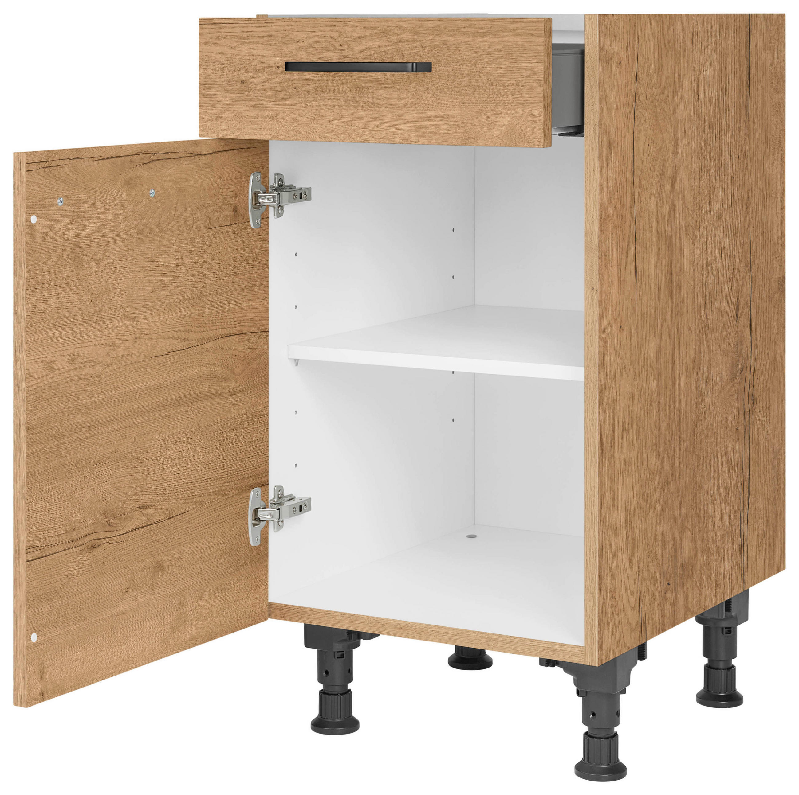 SCHUBKASTENUNTERSCHRANK 45/87/56 cm  in Eichefarben  - Eichefarben/Schwarz, MODERN, Holzwerkstoff/Metall (45/87/56cm) - Nobilia