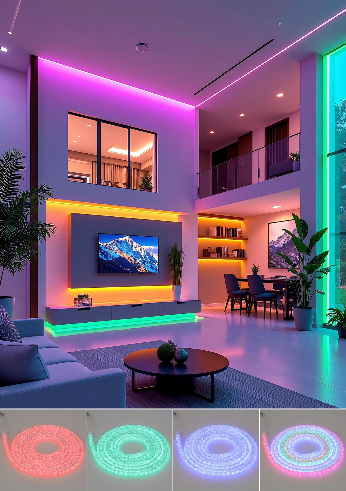 LED-DEKOLEUCHTE 500 cm  - Transparent/Weiß, Trend, Kunststoff/Textil (500cm) - Novel
