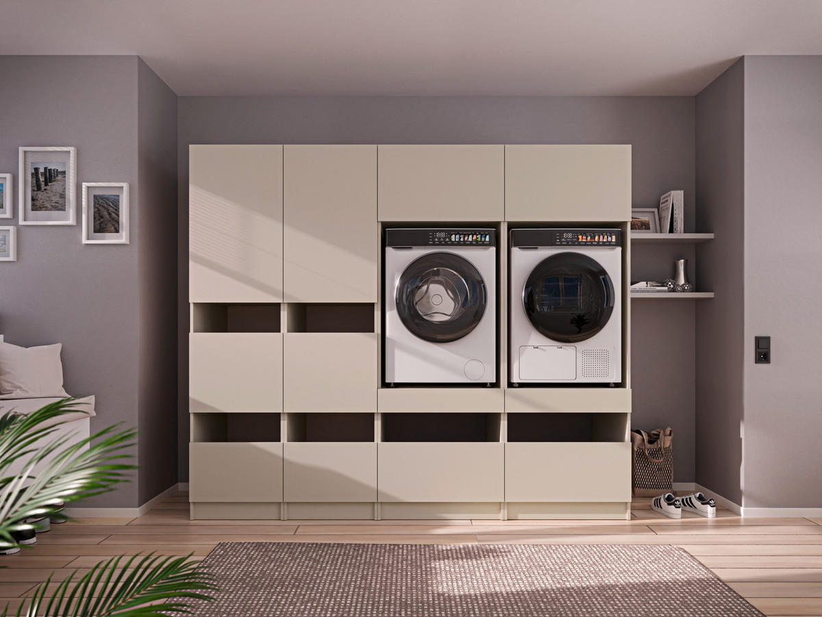 MEHRZWECKSCHRANK 50/200/68 cm  in Kaschmir  - Kaschmir/Schwarz, Design, Holzwerkstoff/Metall (50/200/68cm) - Milino