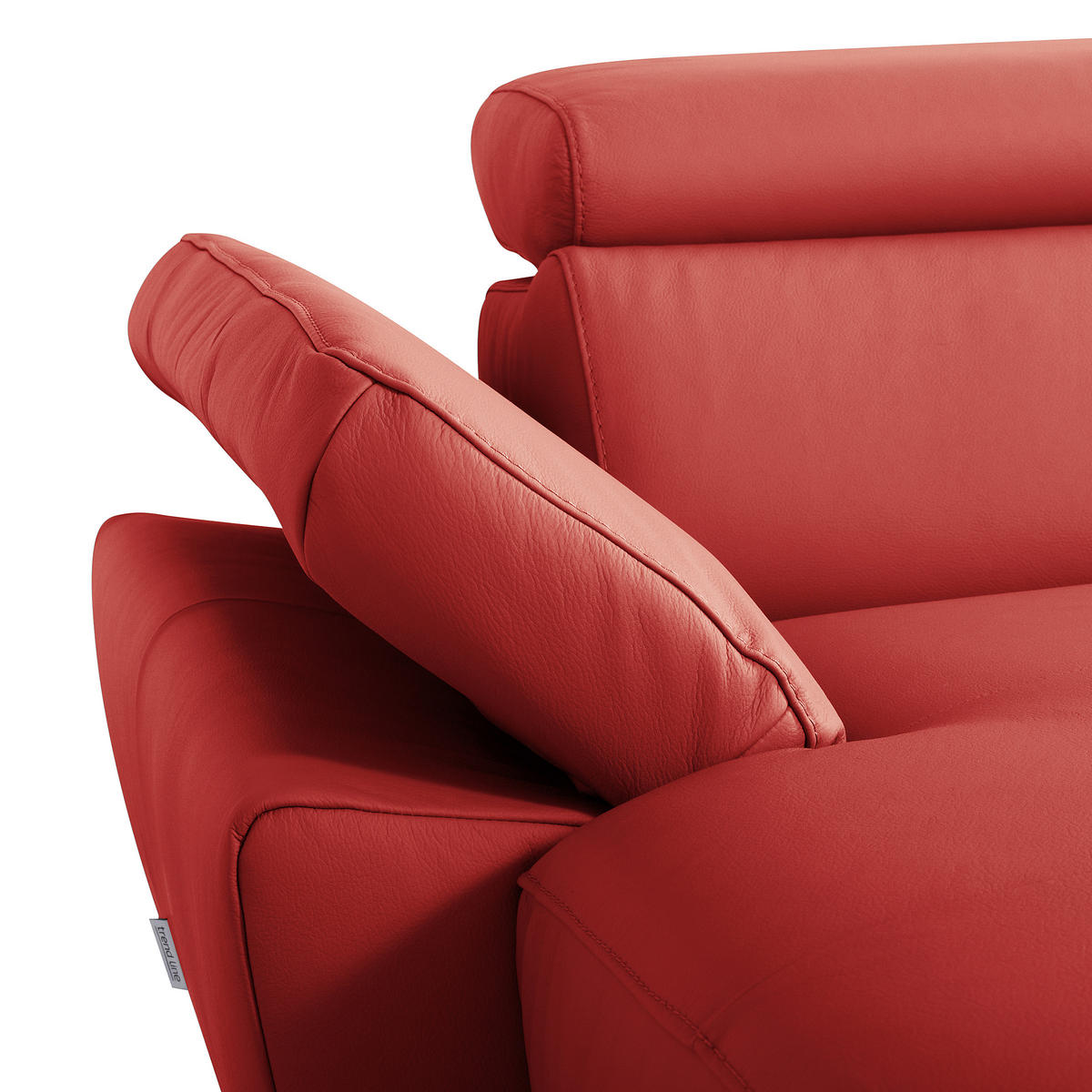 ECKSOFA Rot Echtleder Lederlook Rücken echt, Armteilverstellung, Relaxfunktion, Kopfteilverstellung  - Rot/Schwarz, Design, Leder/Textil (179/252cm) - Livetastic
