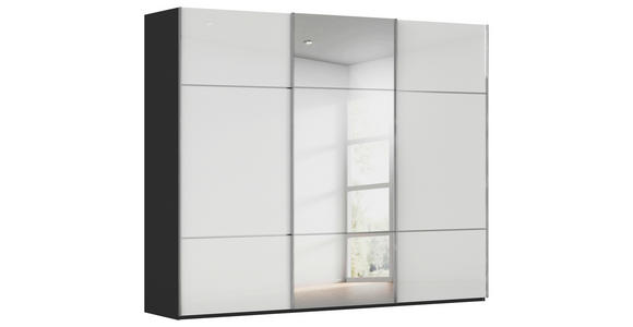 SCHWEBETÜRENSCHRANK  in Schwarz, Weiß  - Chromfarben/Schwarz, KONVENTIONELL, Glas/Holzwerkstoff (242/223/68cm) - Novel