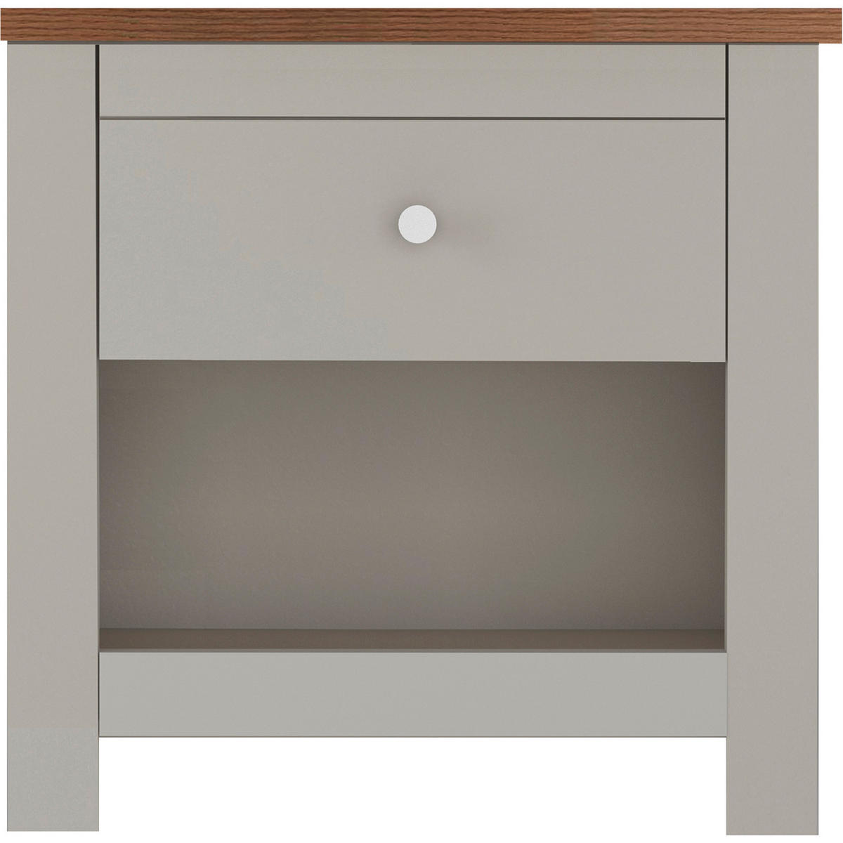 NACHTTISCH 45/46/35 cm  in Creme, Eichefarben  - Eichefarben/Silberfarben, Design, Holzwerkstoff/Metall (45/46/35cm) - MID.YOU