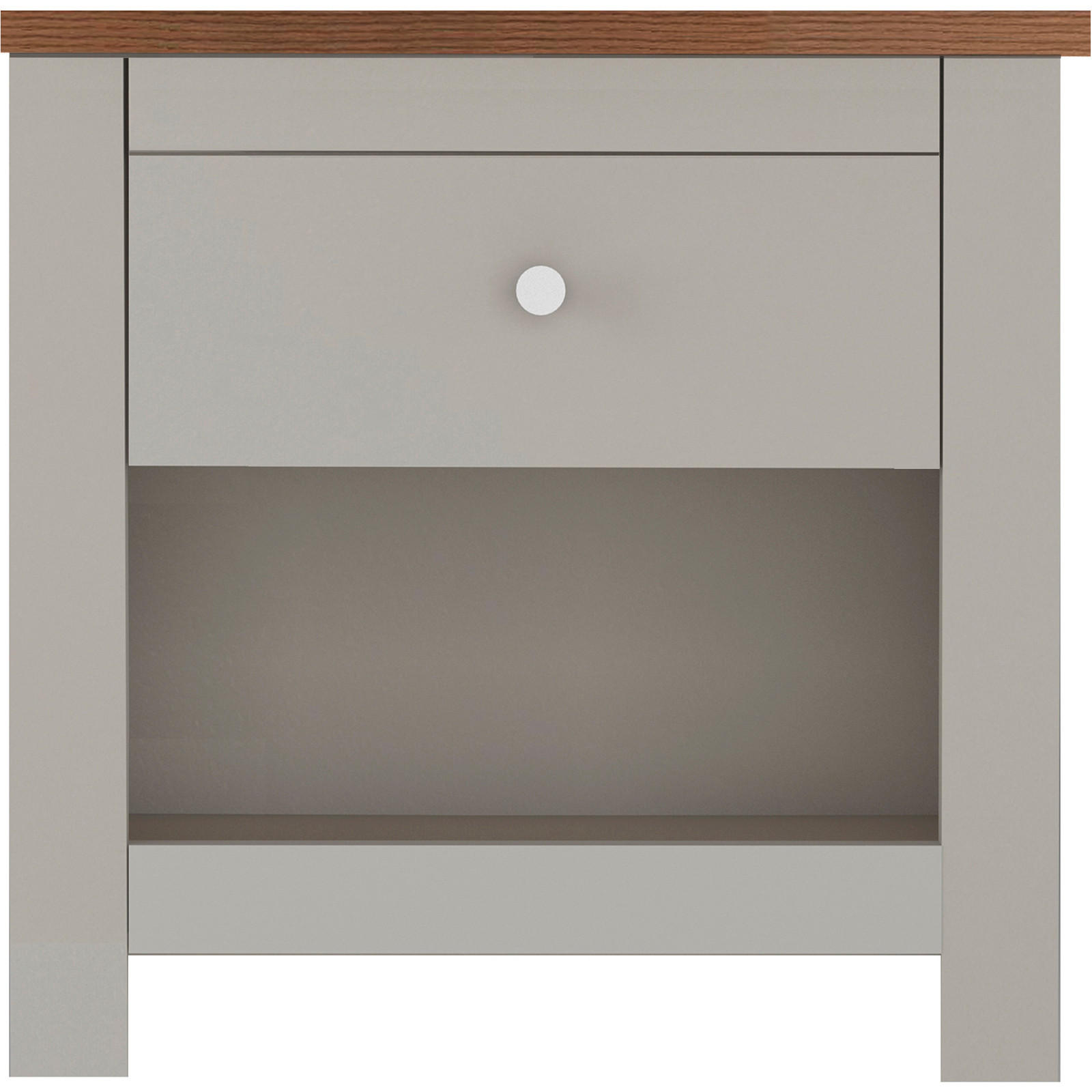 Thumbnail - Mid.you Nachttisch Emerald, Creme, Eiche, Metall, 1 Schubladen, rechteckig, 45x46x35 cm, Stauraum, offenes Fach, einfach...