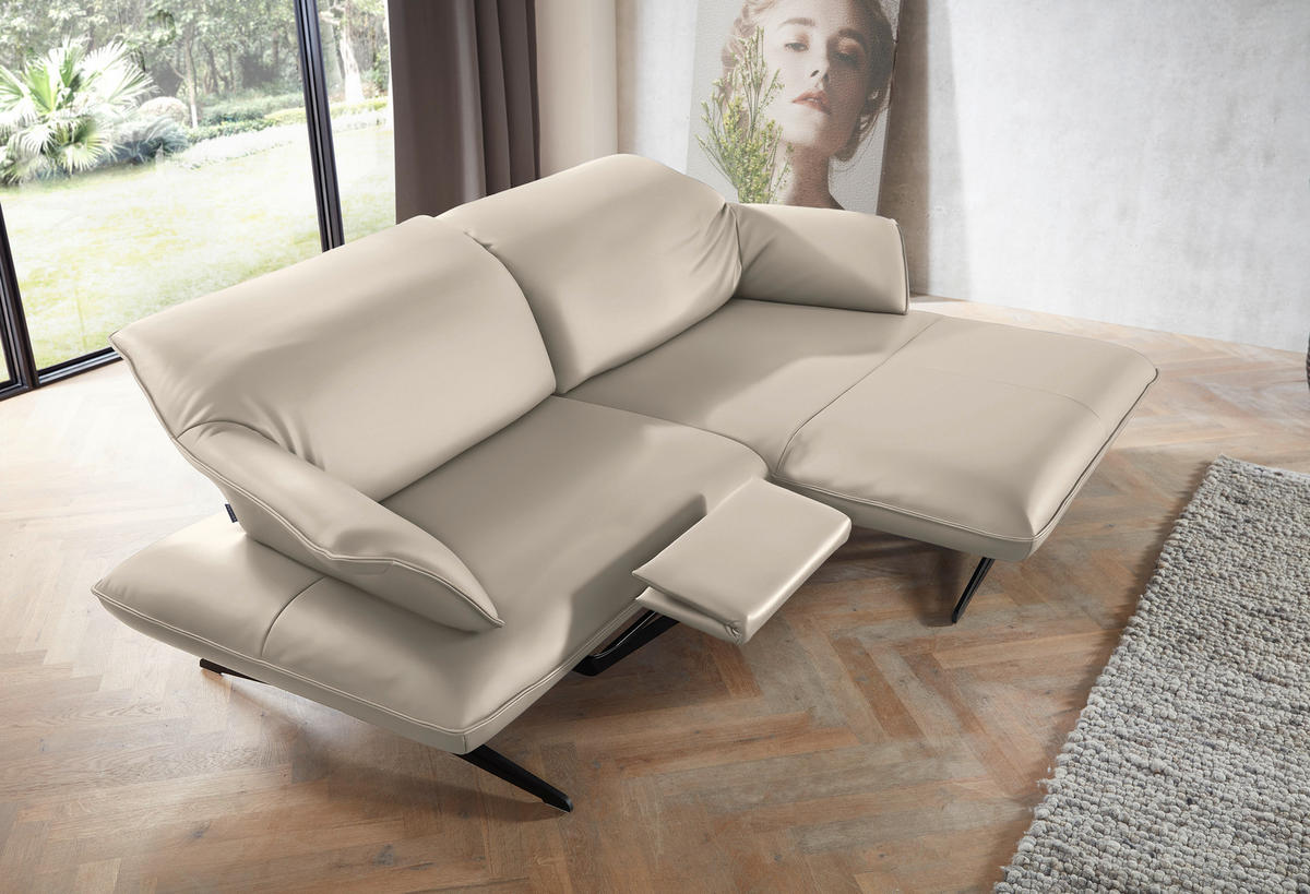 ECKSOFA in Echtleder Cappuccino  252/169 cm  - Beige/Schwarz, Design, Leder/Metall (252/169cm) - Koinor
