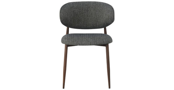 STUHL Webstoff Grau, Nussbaumfarben  - Nussbaumfarben/Grau, Design, Textil/Metall (53/79/58cm) - Novel
