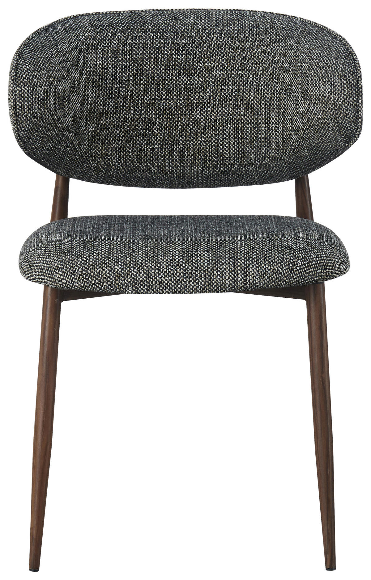 STUHL Webstoff Grau, Nussbaumfarben  - Nussbaumfarben/Grau, Design, Textil/Metall (53/79/58cm) - Novel