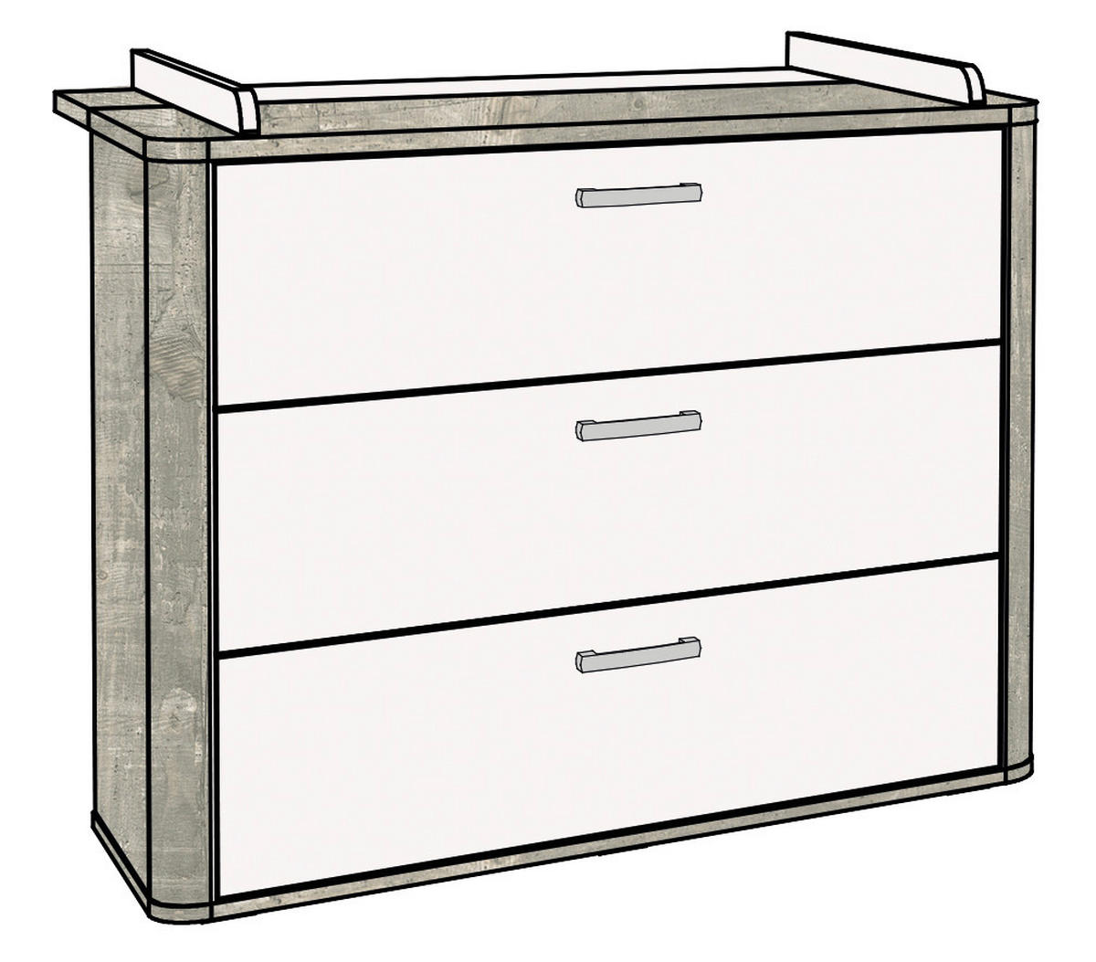 WICKELKOMMODE Frieda  - Silberfarben/Weiß, Basics, Holzwerkstoff/Kunststoff (100/93-98/45-71cm)