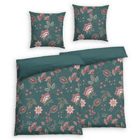Bettwäsche 2er Set 4-teilig Satin 135/200 cm  - Grün, Design, Textil (135/200cm) - Florella