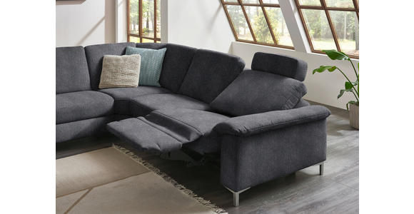 WOHNLANDSCHAFT in Chenille Dunkelgrau - Dunkelgrau/Alufarben, Design, Textil/Metall (170/333/265cm) - Dieter Knoll
