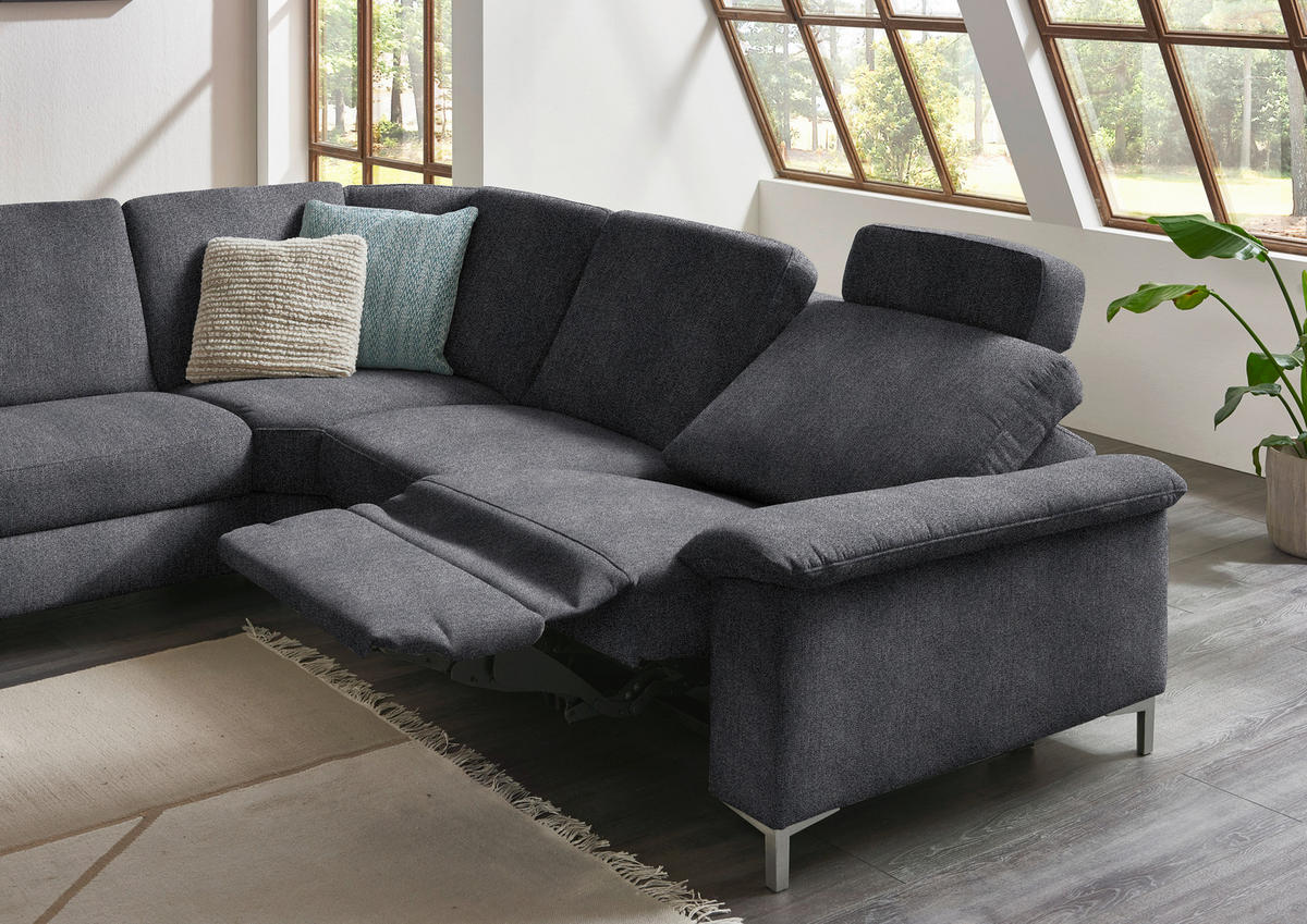 WOHNLANDSCHAFT in Chenille Dunkelgrau  - Dunkelgrau/Alufarben, Design, Textil/Metall (170/333/265cm) - Dieter Knoll