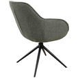 ARMLEHNSTUHL  Sitzfläche 360° drehbar, automatische Rückholfunktion Leinenoptik  - Schwarz/Grün, Design, Textil/Metall (64/84/61cm) - Novel