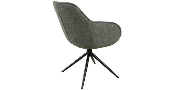 ARMLEHNSTUHL  Sitzfläche 360° drehbar, automatische Rückholfunktion Leinenoptik  - Schwarz/Grün, Design, Textil/Metall (64/84/61cm) - Novel