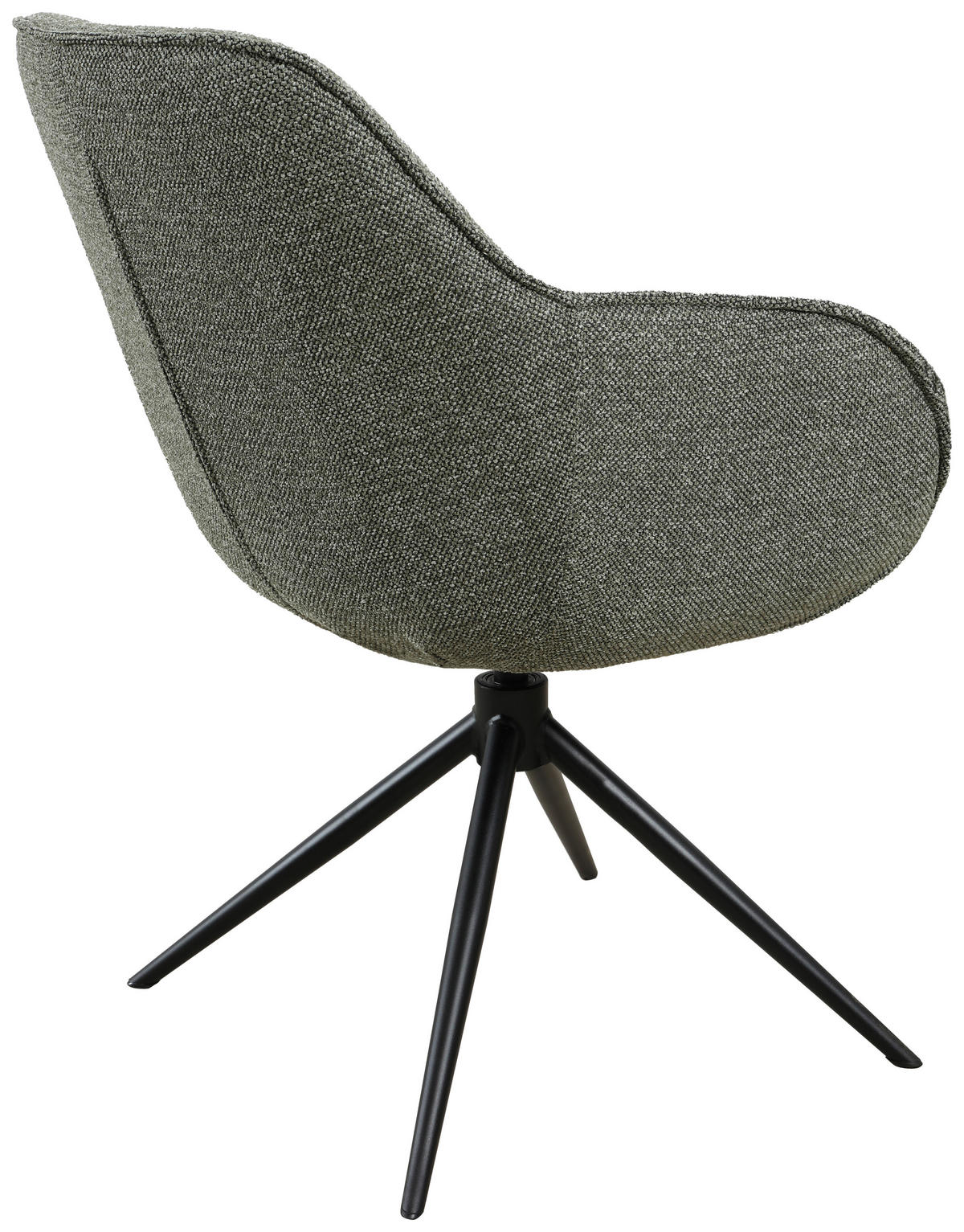 ARMLEHNSTUHL  Sitzfläche 360° drehbar, automatische Rückholfunktion Leinenoptik  - Schwarz/Grün, Design, Textil/Metall (64/84/61cm) - Novel