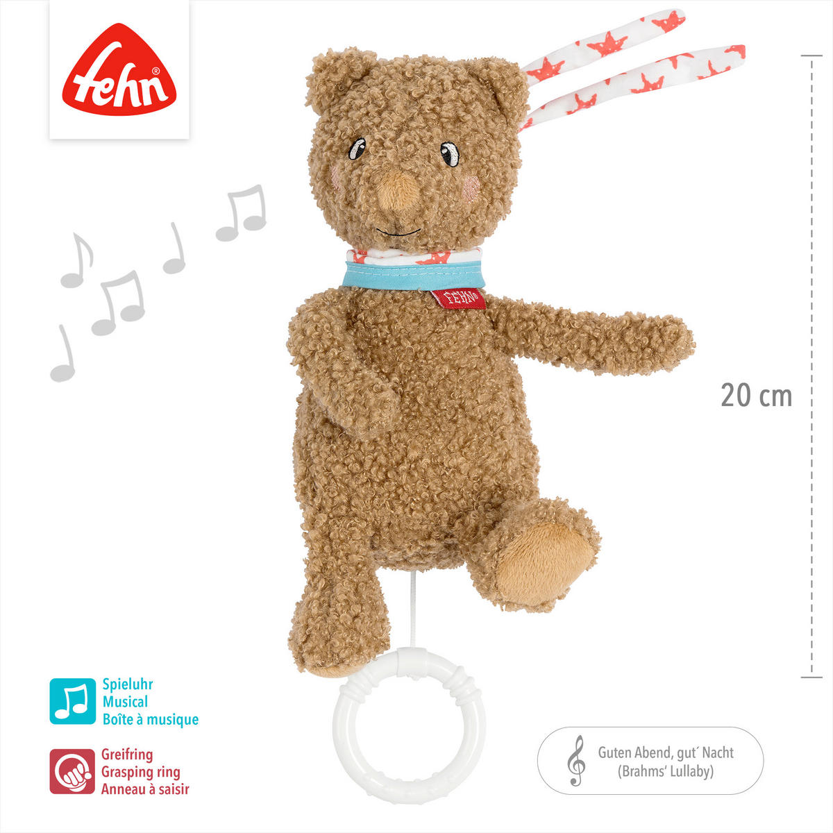 SPIELUHR Bär Fred 21,5/8/6,4 cm  - Hellbraun, Basics, Textil (21,5/8/6,4cm) - Fehn