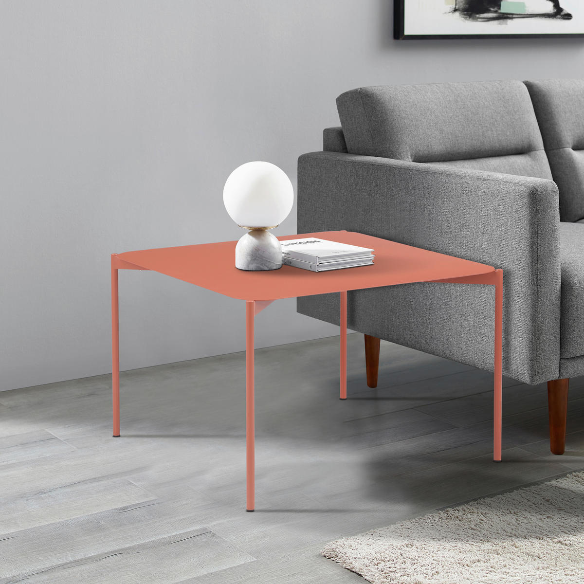 COUCHTISCH 60/60/40 cm quadratisch Terracotta  - Terracotta, Design, Metall (60/60/40cm) - Carryhome