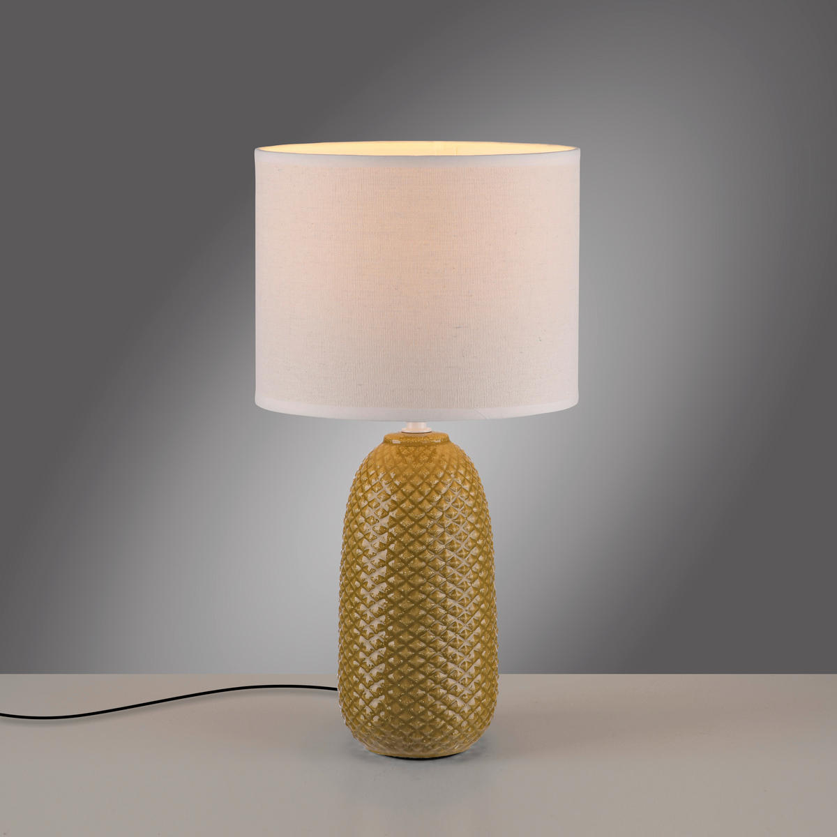 TISCHLEUCHTE PINE 20/20/38 cm  - Currygelb/Weiß, Design, Glas/Kunststoff (20/20/38cm)