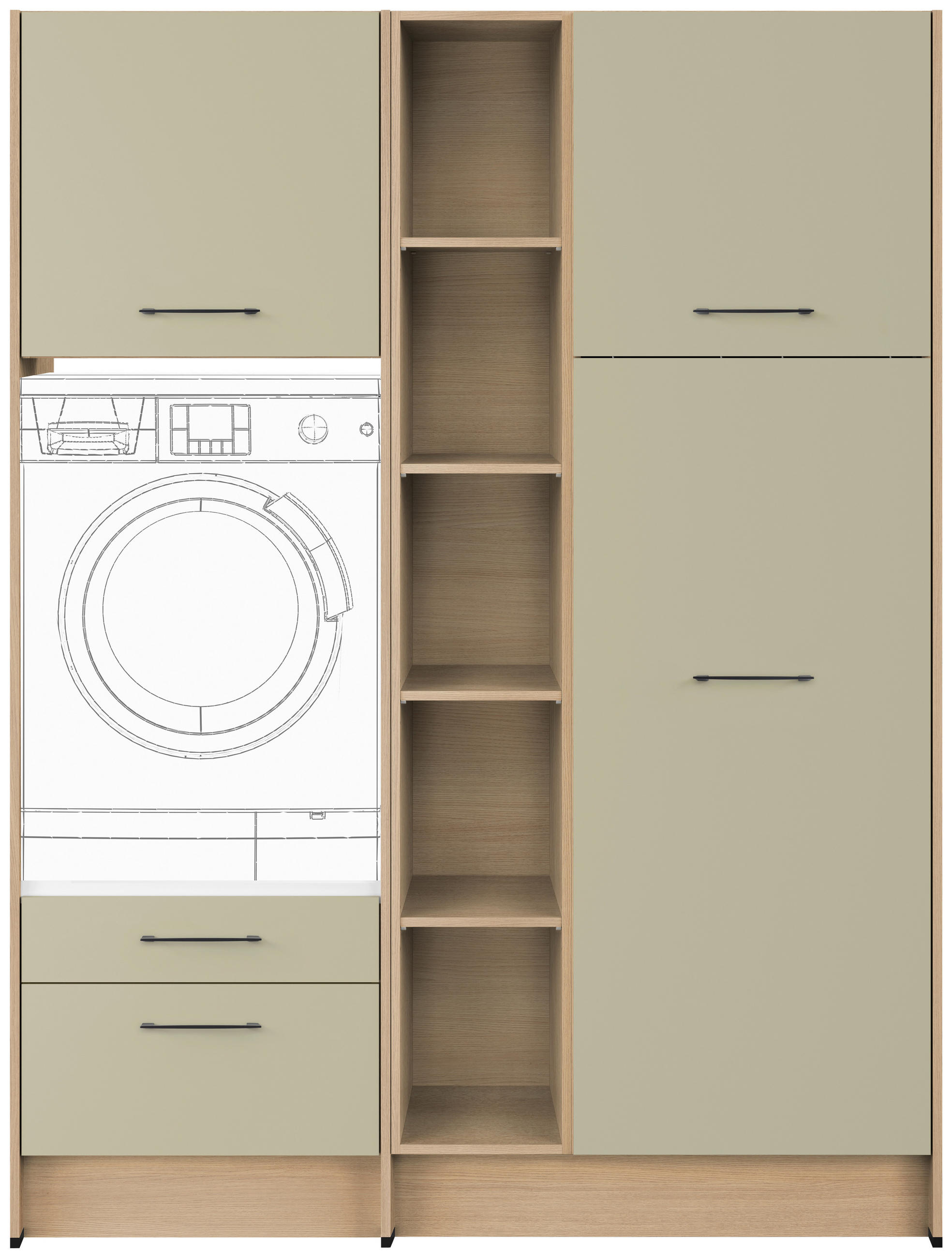 HAUSWIRTSCHAFTSRAUM Eichefarben, Salbeigrün  - Eichefarben/Salbeigrün, Basics, Holzwerkstoff (154,8cm) - Impuls