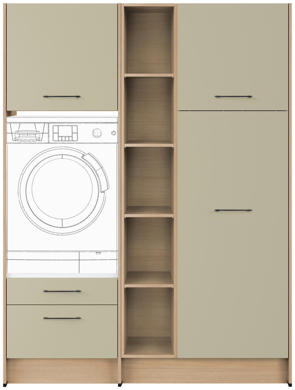 HAUSWIRTSCHAFTSRAUM  in Eichefarben, Salbeigrün  - Eichefarben/Salbeigrün, Basics, Holzwerkstoff (154,8cm) - Impuls