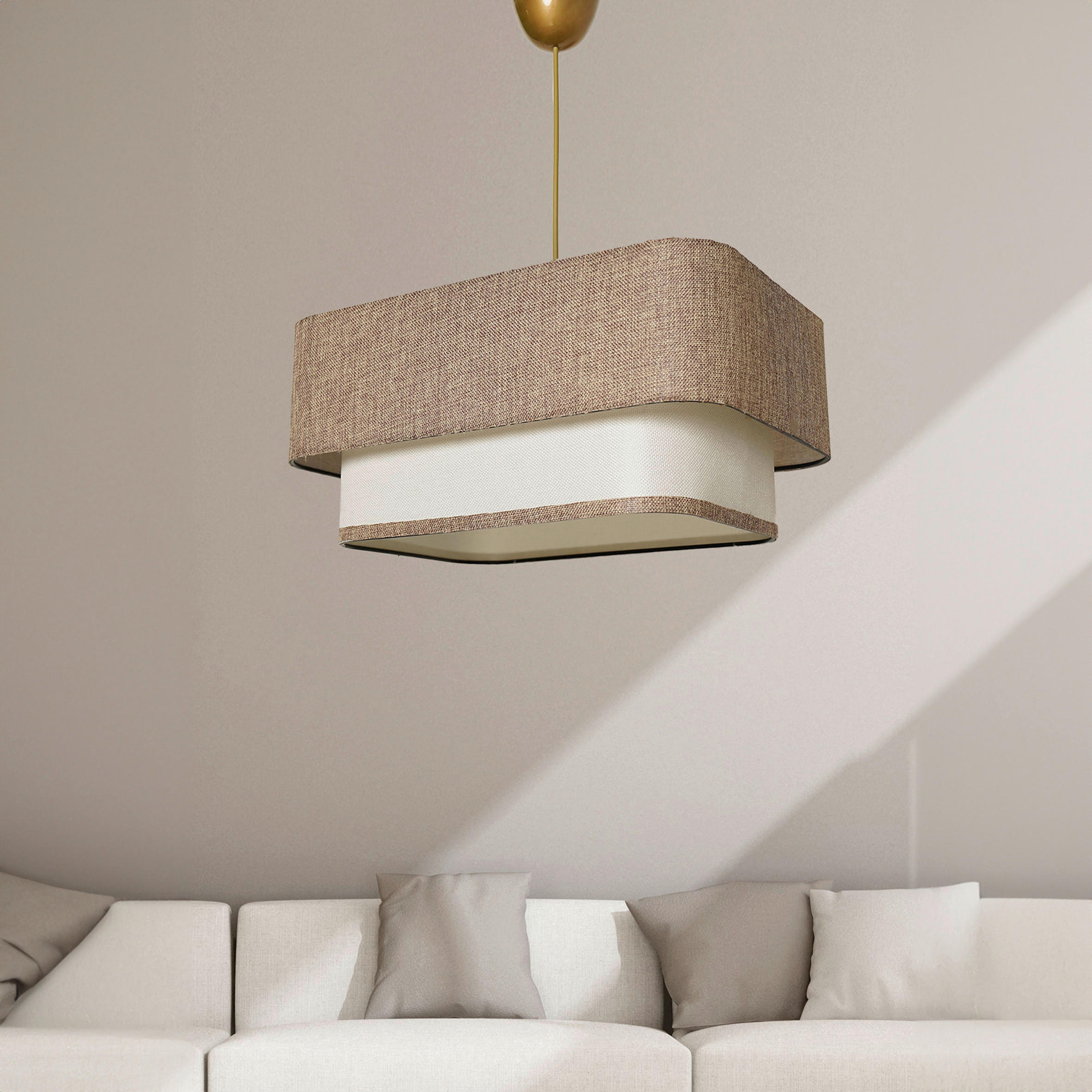 HÄNGELEUCHTE 35/70/20 cm   - Beige/Creme, Design, Textil/Metall (35/70/20cm) - P & B