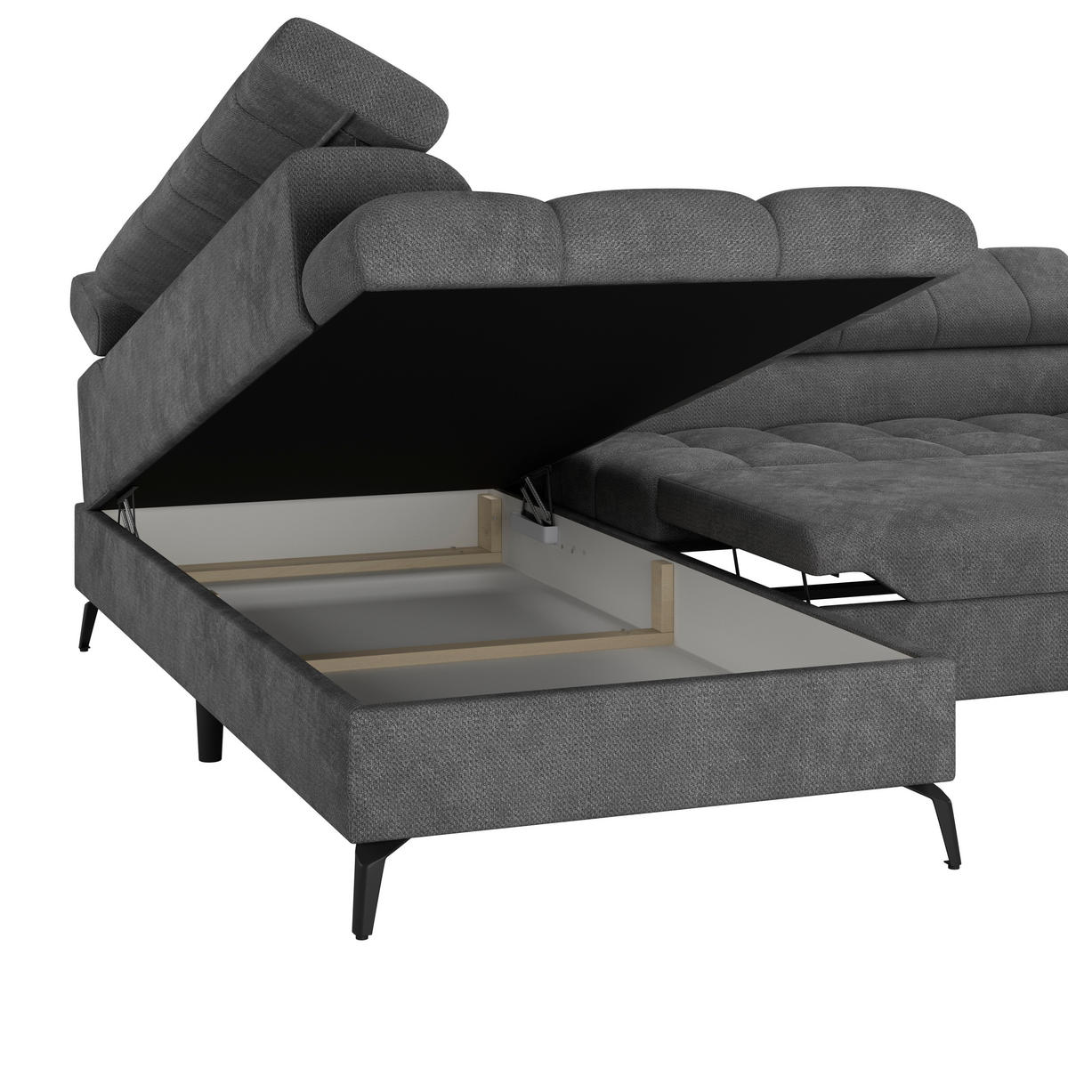 ECKSOFA in Anthrazit  - Anthrazit/Schwarz, Trend, Kunststoff/Textil (203/261cm) - Livetastic