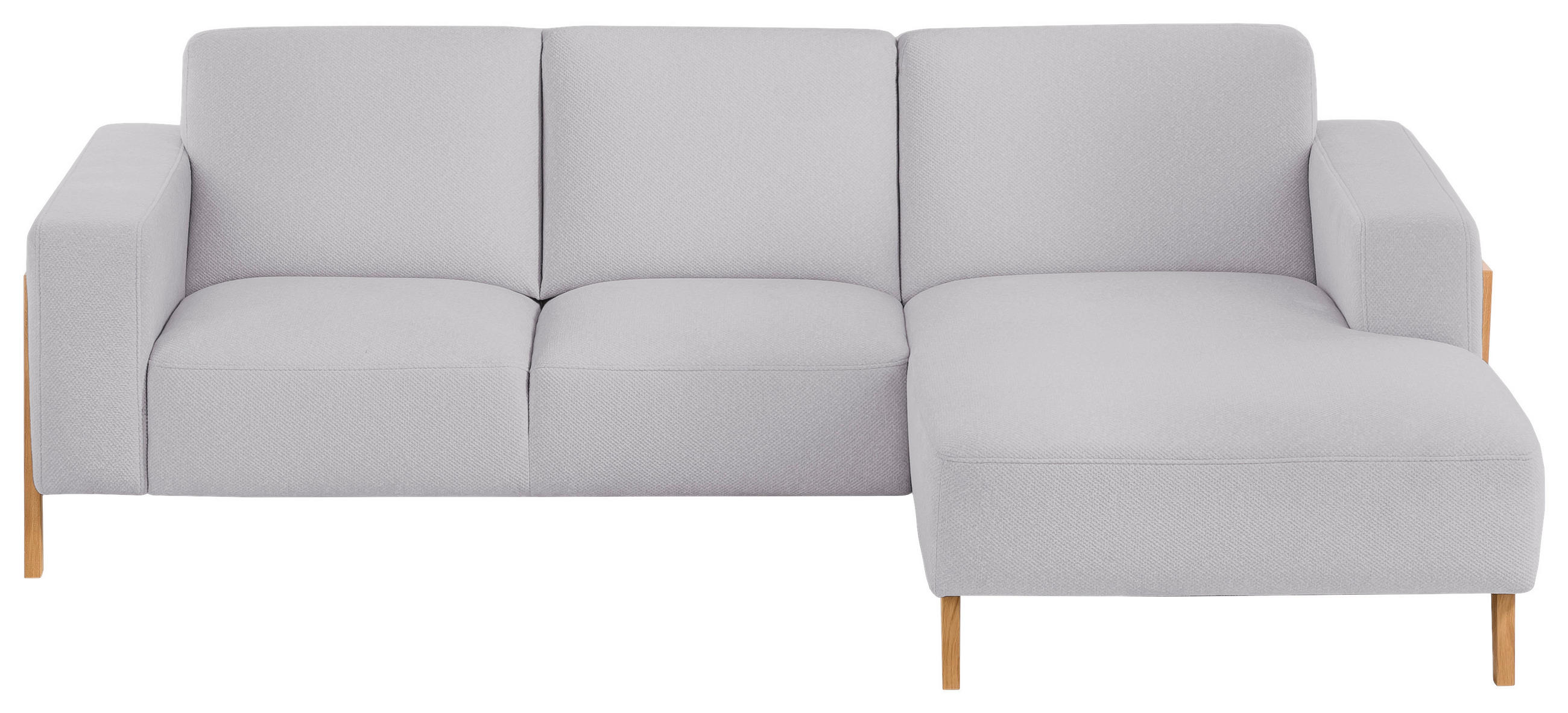ECKSOFA Hellgrau Struktur  - Eichefarben/Hellgrau, Design, Holz/Textil (250/163cm) - Stylife