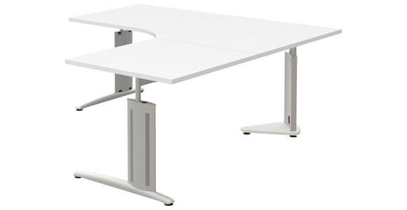 ECKSCHREIBTISCH 180/180/70-82 cm in Weiß, Alufarben - Alufarben/Weiß, KONVENTIONELL, Holzwerkstoff/Metall (180/180/70-82cm) - Moderano
