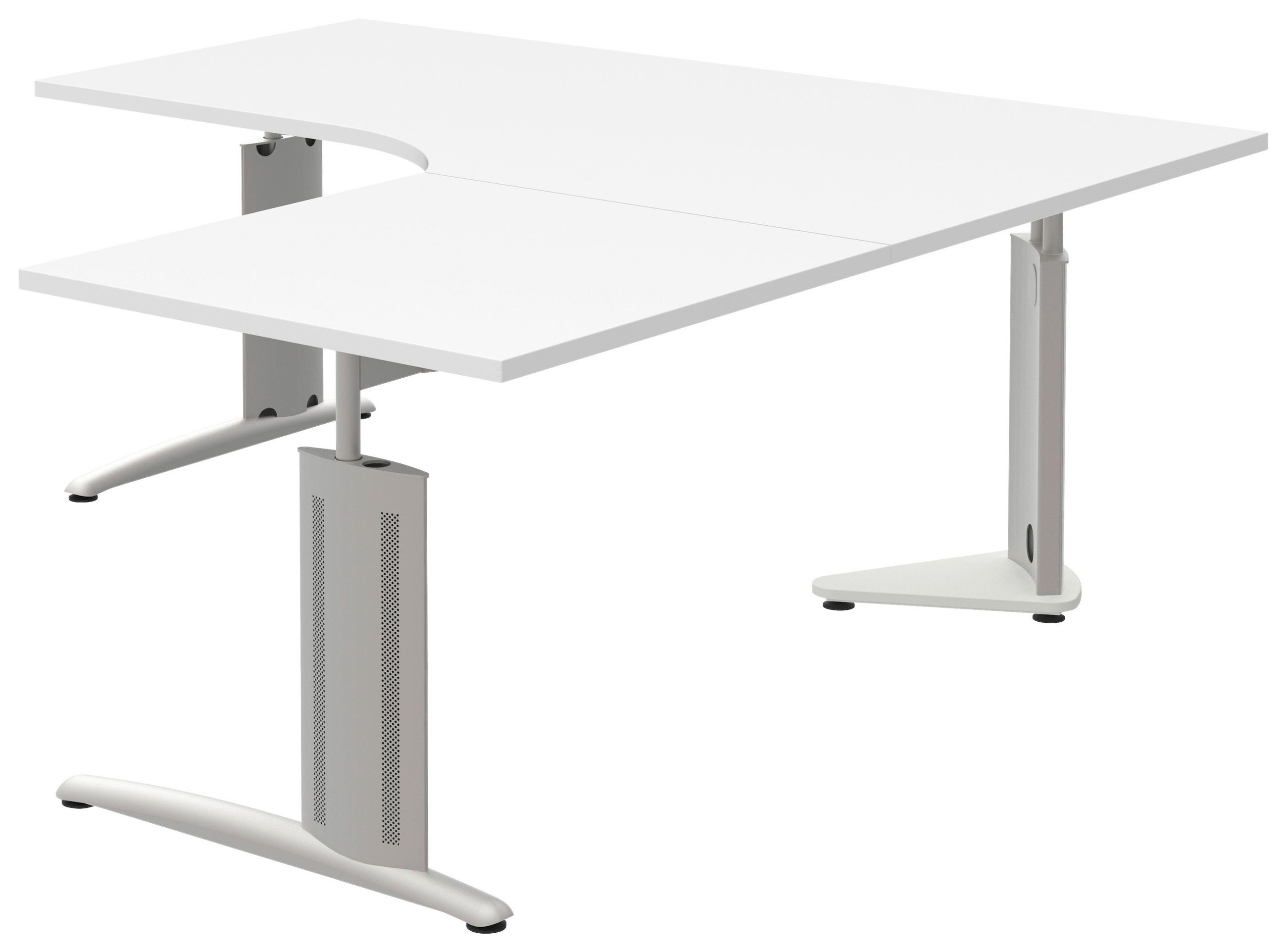 Thumbnail - Moderano Eckschreibtisch, Weiß, Alu, Metall, Holzwerkstoff, Kufe, 180x70-82x180 cm, Made in Germany, Arbeitszimmer, Schr...