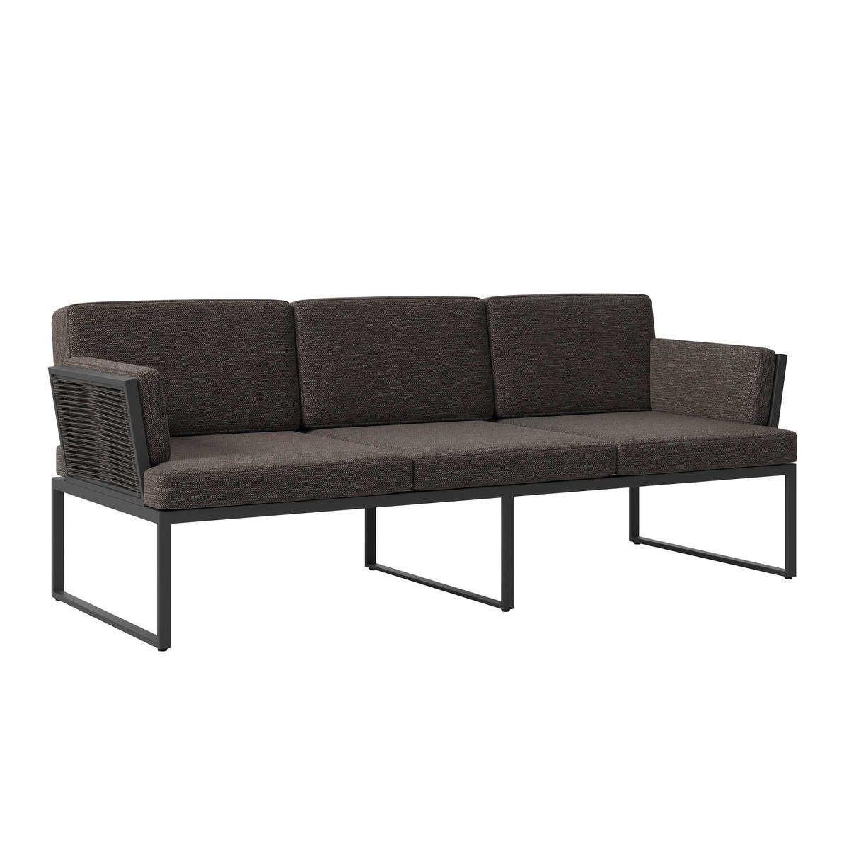 LOUNGESOFA  - Dunkelgrau/Anthrazit, Design, Textil/Metall (203/75/83cm) - Amatio