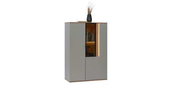 HIGHBOARD  in 92,9/136,6/42 cm  - Eichefarben/Hellgrau, MODERN, Glas/Holz (92,9/136,6/42cm) - Dieter Knoll
