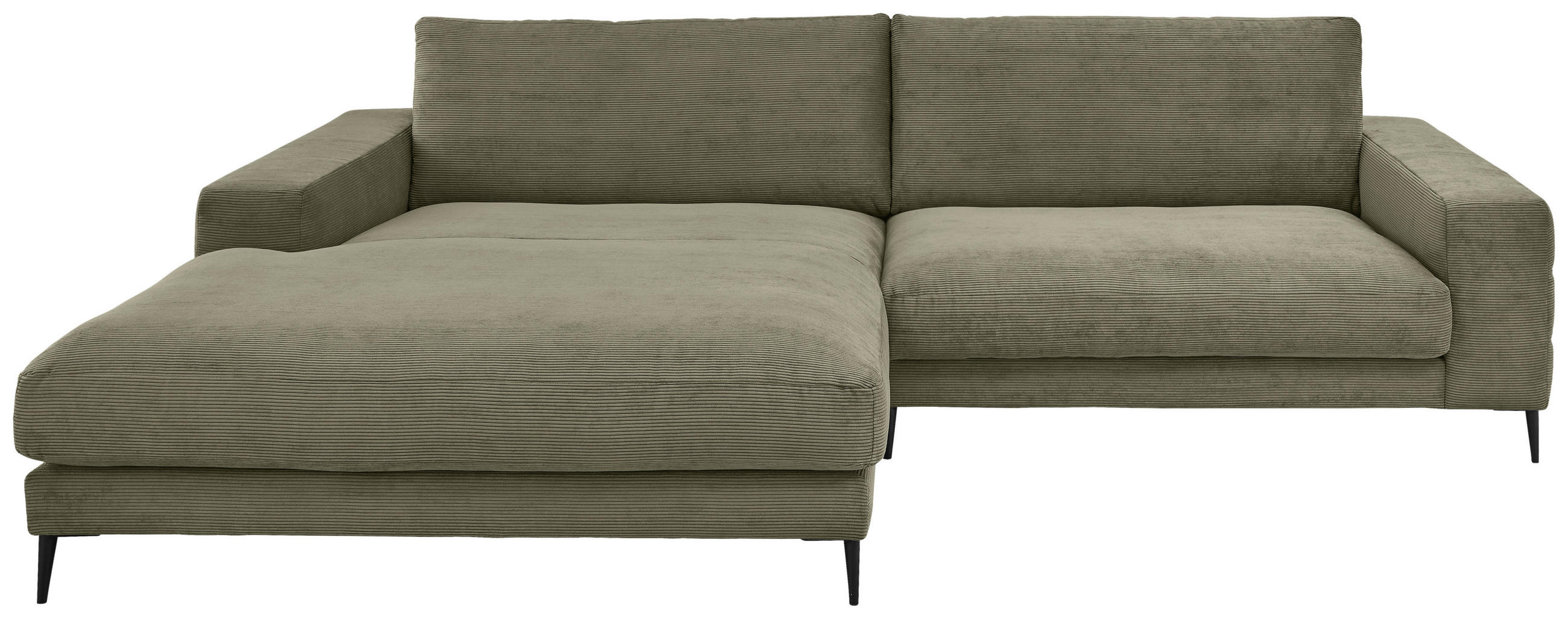 ECKSOFA Ottomane links  Olivgrün Feincord  - Schwarz/Olivgrün, Design, Textil/Metall (207/293cm) - Dieter Knoll