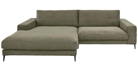 ECKSOFA Ottomane links  Olivgrün Feincord  - Schwarz/Olivgrün, Design, Textil/Metall (207/293cm) - Dieter Knoll
