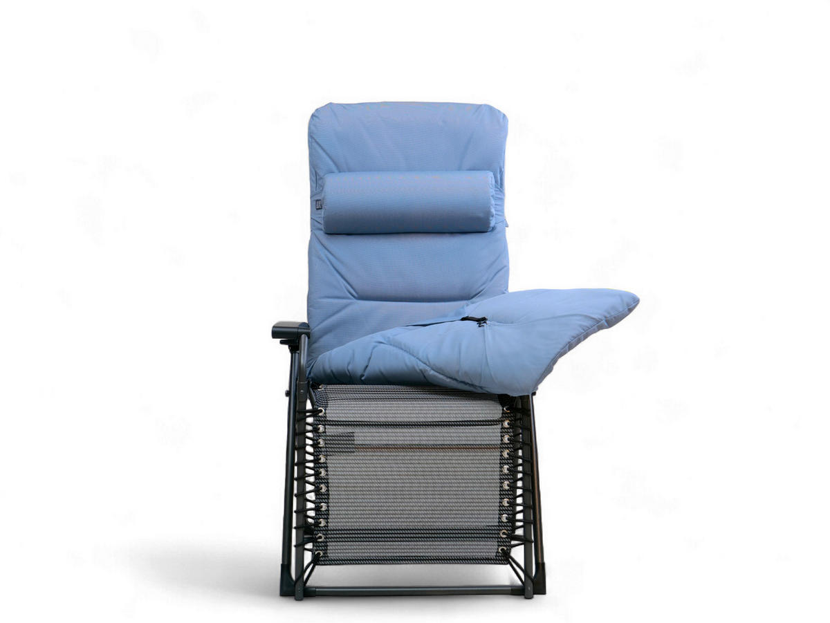 GARTEN-RELAXSESSEL 67/130/70 cm  - Blau/Anthrazit, Basics, Kunststoff/Textil (67/130/70cm)