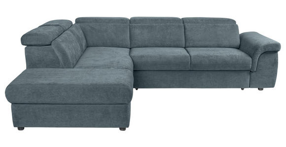 ECKSOFA Blau Flachgewebe  inkl. Bettkasten, Schlaffunktion, Rücken echt, Liegefläche im Originalstoff  - Blau/Schwarz, KONVENTIONELL, Kunststoff/Textil (235/280cm) - Carryhome