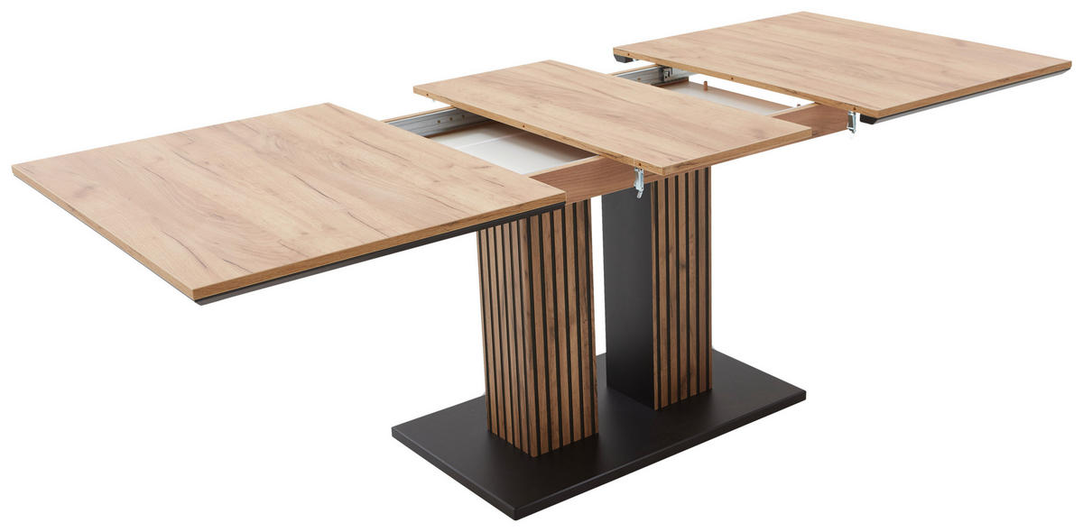 ESSTISCH in Holzwerkstoff 160-200/90/76 cm  - Eichefarben/Schwarz, Design, Holzwerkstoff (160-200/90/76cm) - Valdera