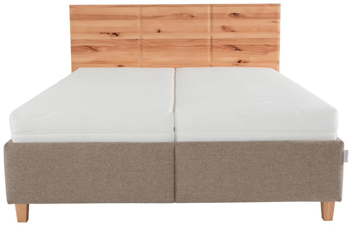 POLSTERBETT 180/200 cm  in Buchefarben, Hellbraun  - Hellbraun/Weiss, Design, Holz/Textil (180/200cm) - Valnatura