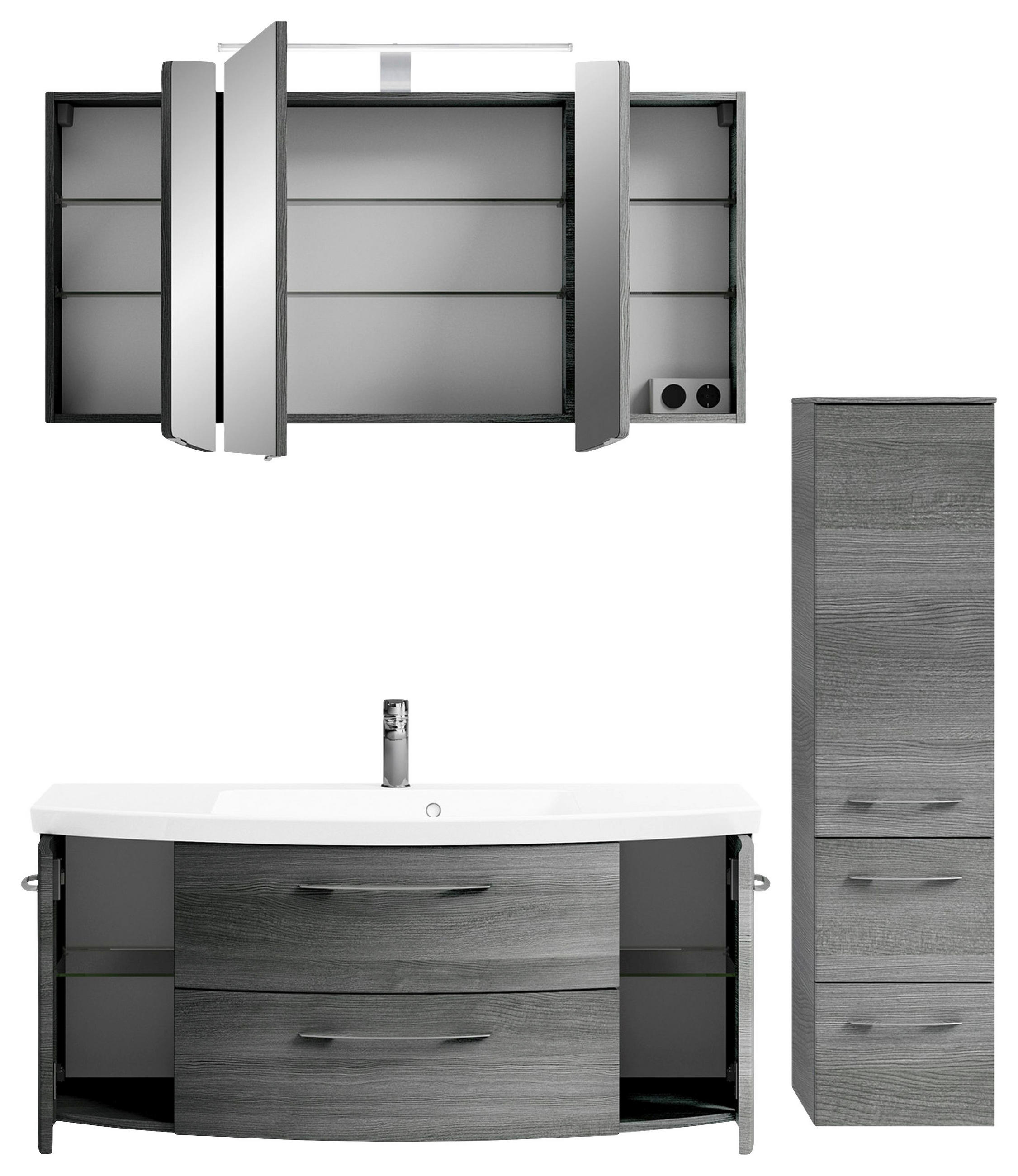 BADEZIMMER 4-teilig in 151 cm - Chromfarben/Graphitfarben, KONVENTIONELL, Glas/Holzwerkstoff (151cm) - Pelipal