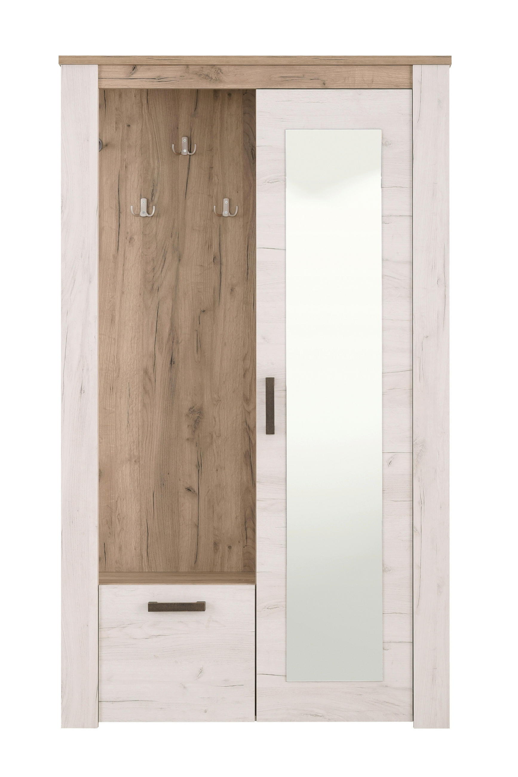 ELŐSZOBAFAL - ezüsttölgy, Basics, faalapú anyag (114/195/37cm) - Carryhome
