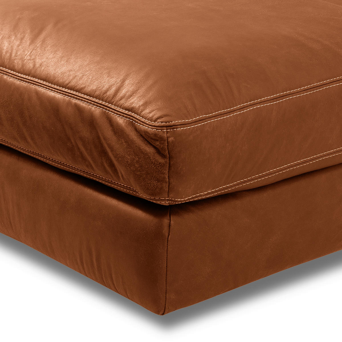 HOCKER in Leder Karamell  - Beige/Karamell, Design, Leder/Kunststoff (123/45/93cm) - Livetastic
