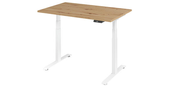 SCHREIBTISCH 120/80/64,5-129,5 cm Weiß höhenverstellbar  - Weiß, KONVENTIONELL, Holzwerkstoff/Metall (120/80/64,5-129,5cm) - Venda