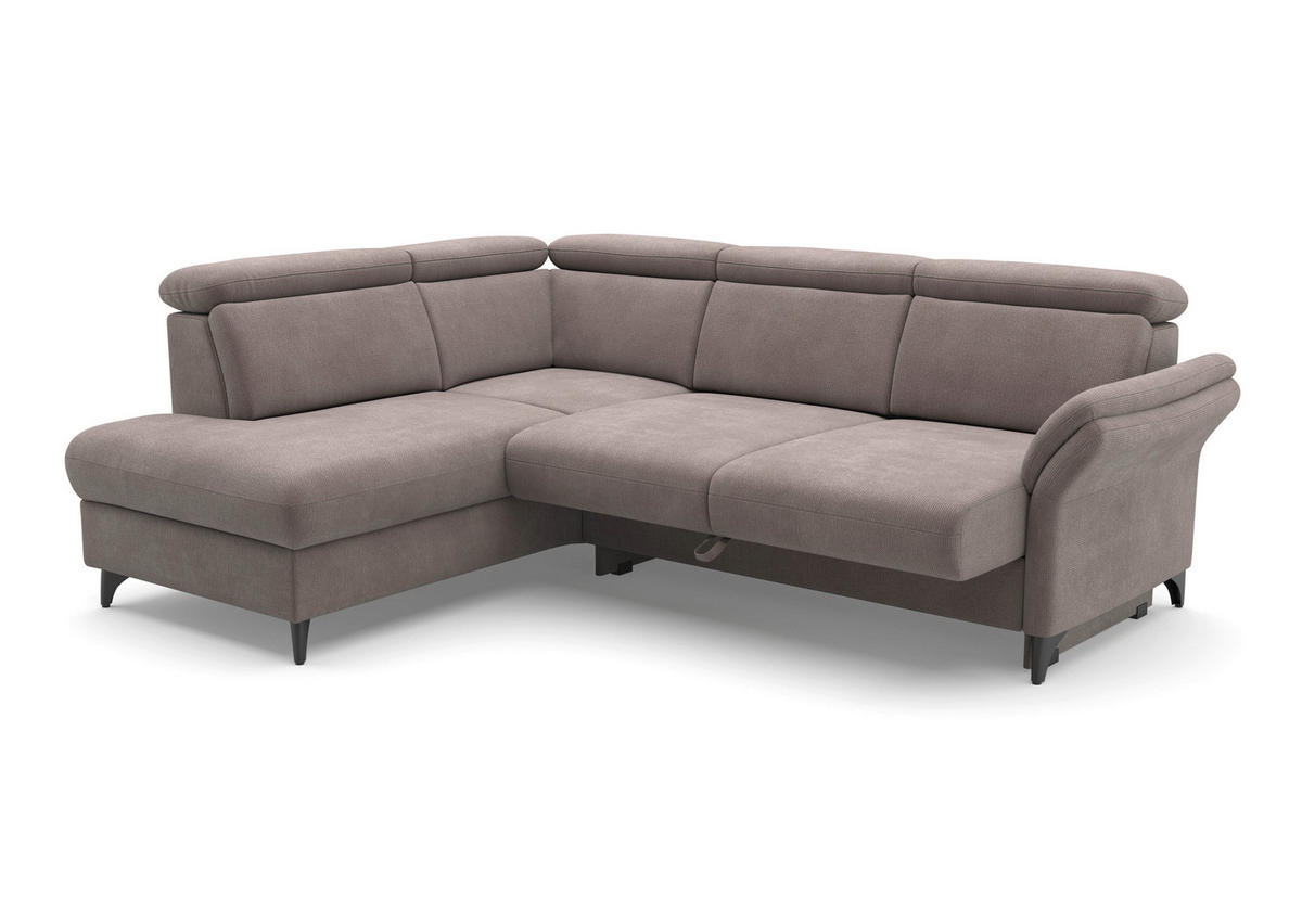 ECKSOFA Flachgewebe Taupe  - Taupe/Schwarz, Konventionell, Textil/Metall (193/247cm) - Sit & More