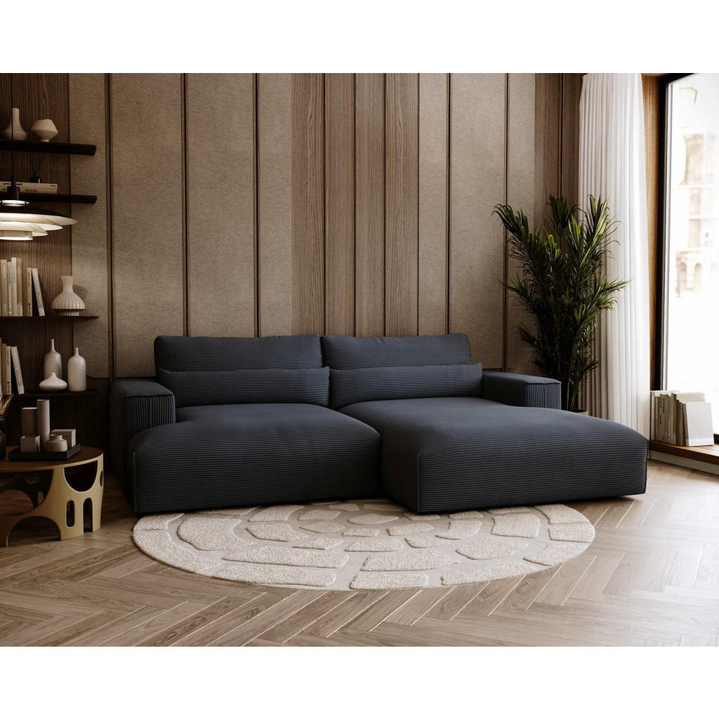Thumbnail - Stylife Ecksofa Felicia, Dunkelgrau, Textil, 3-Sitzer, Füllung: Schaumstoff, Ottomane rechts, L-Form, 267x187 cm, Stoffa...