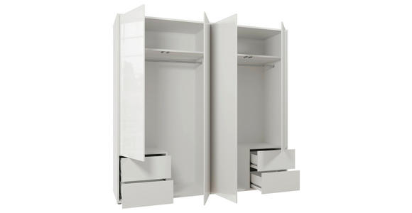DREHTÜRENSCHRANK 224/214/60 cm,  in Weiß, Weiß Hochglanz, 4-türig  - Weiß Hochglanz/Weiß, Trend, Holzwerkstoff (224/214/60cm) - Carryhome