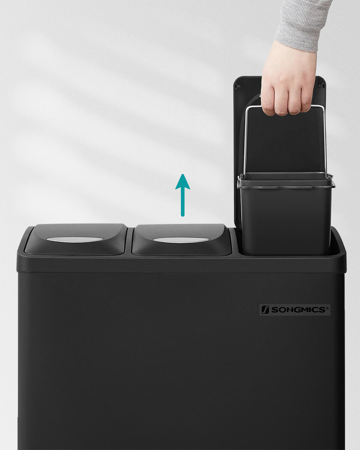 ABFALLSAMMLER 24 L  - Schwarz, Basics, Kunststoff/Metall (46/39,5/24,5cm)