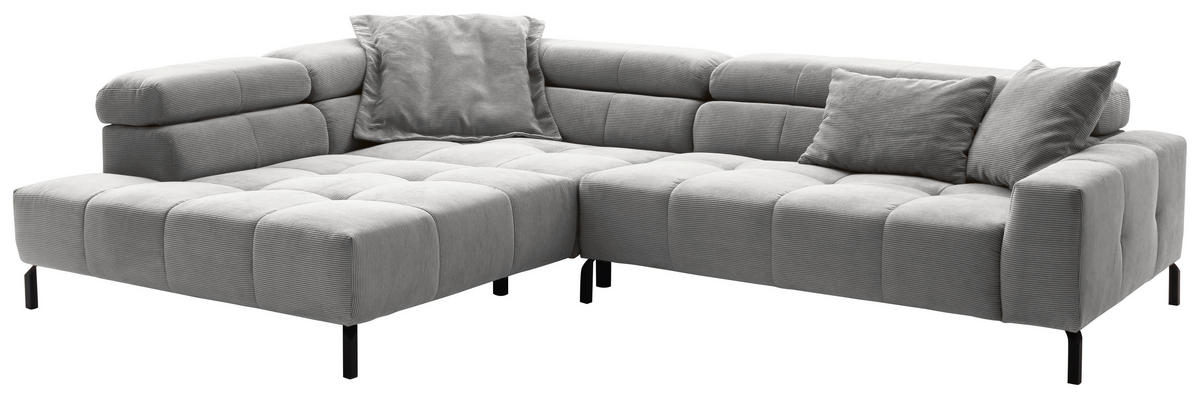 ECKSOFA in Cord Grau  219/311 cm  - Schwarz/Grau, KONVENTIONELL, Textil/Metall (219/311cm) - Hom`in