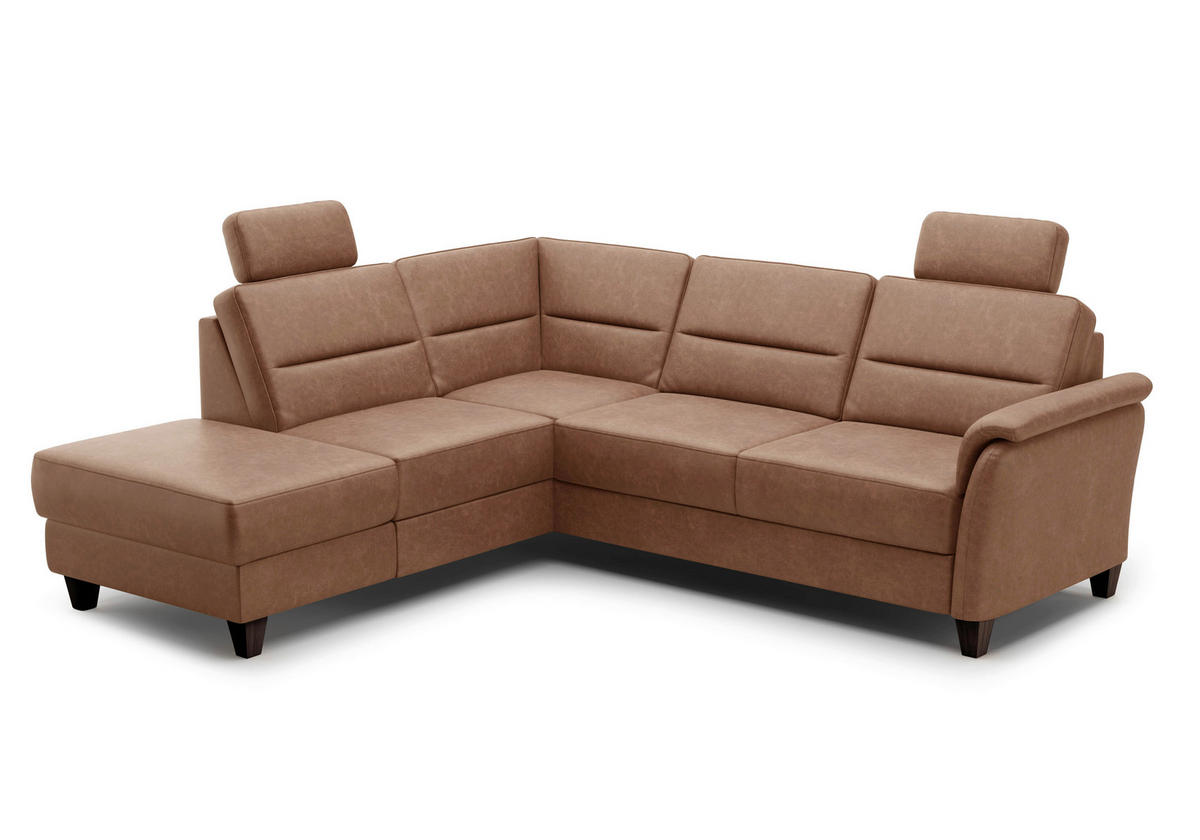 ECKSOFA PALMERA V Cognac Mikrofaser  - Wengefarben/Cognac, KONVENTIONELL, Holz/Textil (212/236cm) - Sit & More