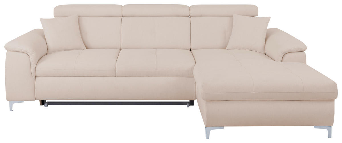 ECKSOFA in Flachgewebe Creme  - Chromfarben/Creme, Konventionell, Textil/Metall (268/175cm) - Carryhome