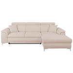 ECKSOFA Creme Flachgewebe  - Chromfarben/Creme, KONVENTIONELL, Textil/Metall (268/175cm) - Carryhome